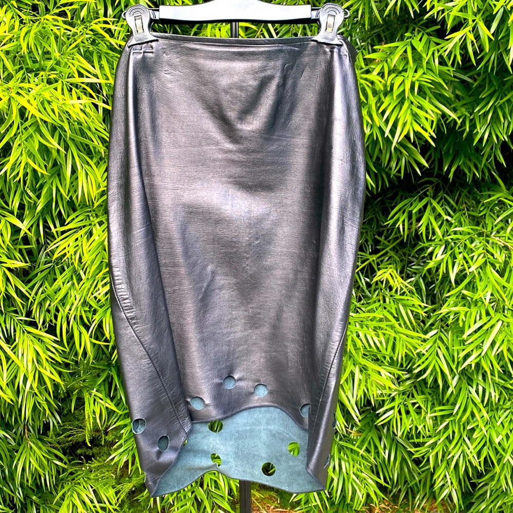 Anja Flint  Black Leather Skirt, Sz S